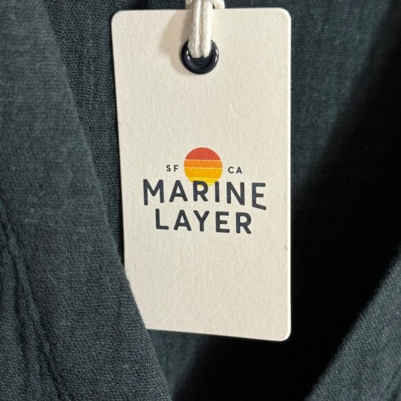 Marine Layer Willow Doublecloth Midi Black Button-Down Midi Dress Small - Picture 7 of 7